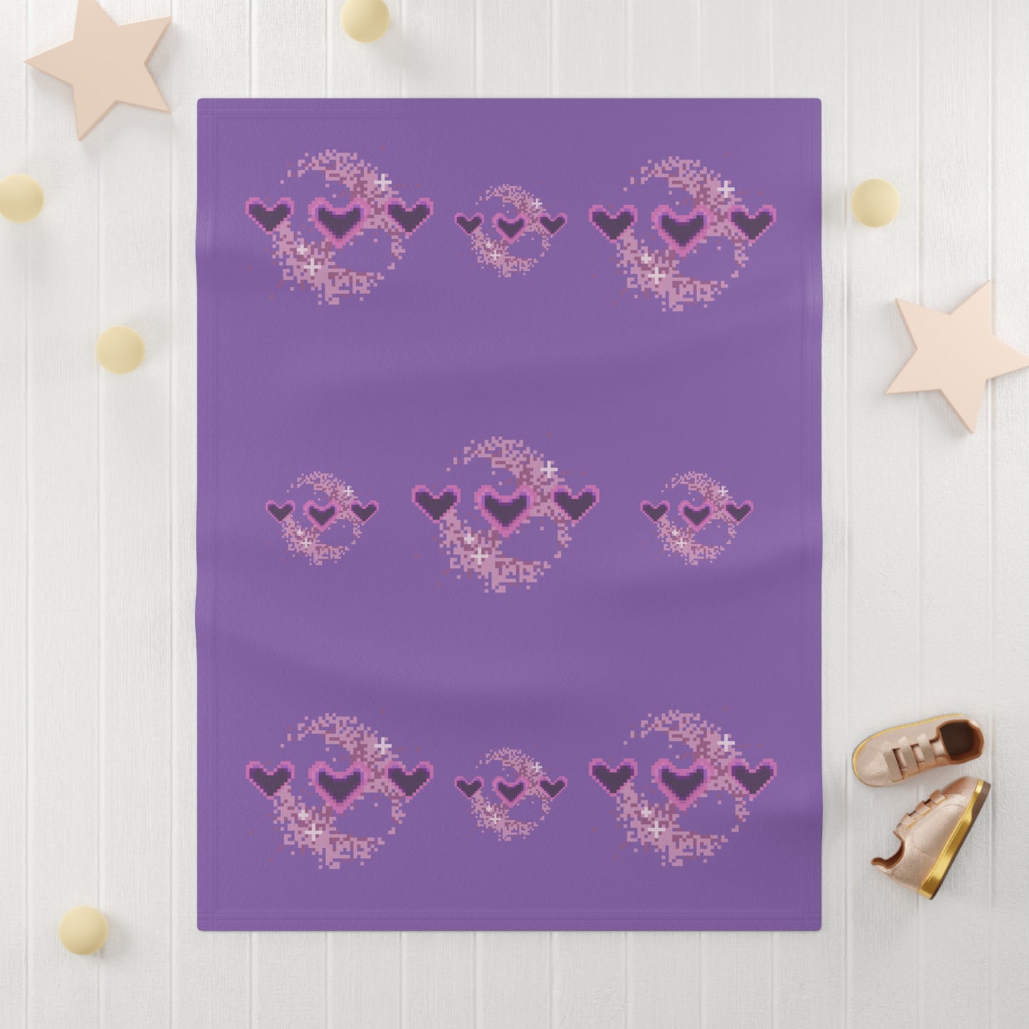 Pixel Hearts Fleece Baby Blanket