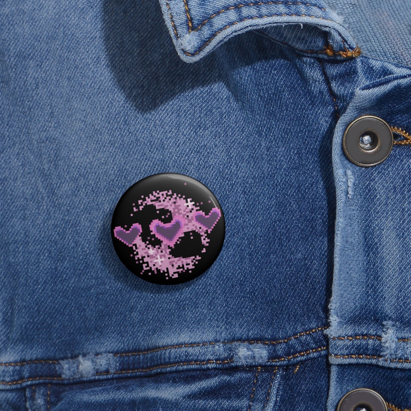 Pixel Hearts Pin Button